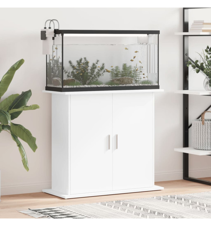 Support pour aquarium blanc 81x36x73 cm bois d'ingénierie | Mobilier & Déco