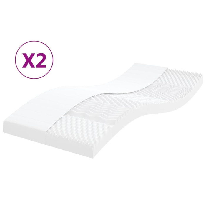 Matelas en mousse 2 pcs blanc 80x200 cm 7 zones dureté 20 ILD | Mobilier & Déco