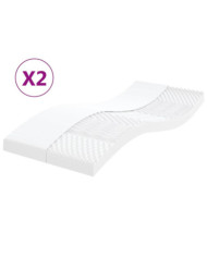 Matelas en mousse 2 pcs blanc 80x200 cm 7 zones dureté 20 ILD | Mobilier & Déco