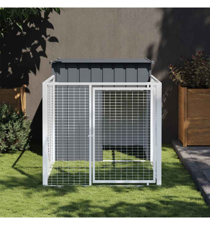Niche pour chien avec cour anthracite 110x201x110 cm | Mobilier & Déco