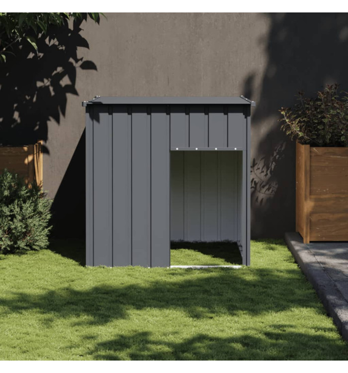 Niche pour chien avec toit anthracite acier galvanisé | Mobilier & Déco