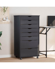 Armoire roulante avec tiroirs MOSS gris bois de pin solide | Mobilier & Déco