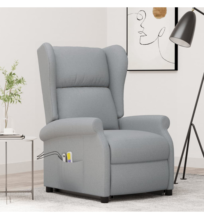 Fauteuil de massage inclinable Gris clair Tissu | Mobilier & Déco