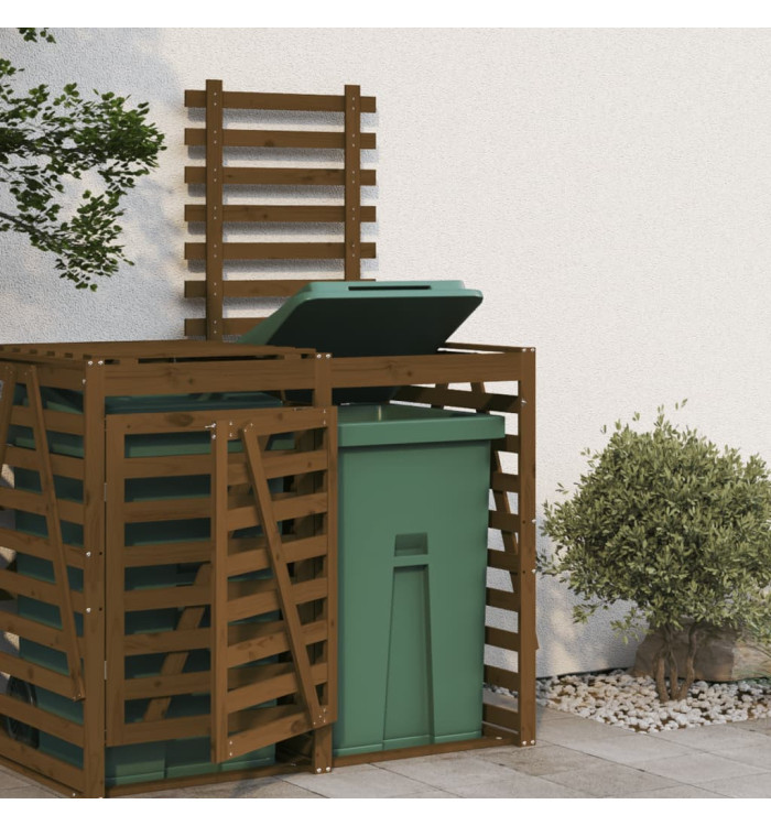 Extension d'abri de poubelle sur roulettes brun miel bois pin | Mobilier & Déco