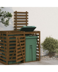 Extension d'abri de poubelle sur roulettes brun miel bois pin | Mobilier & Déco