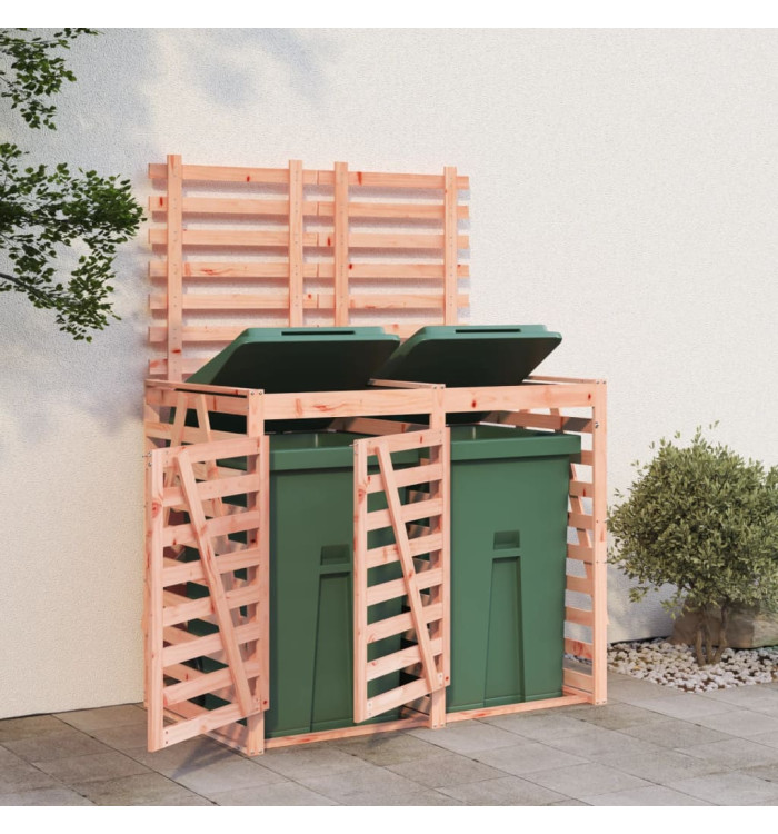 Abri pour poubelle double sur roulettes bois massif douglas | Mobilier & Déco