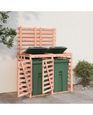 Abri pour poubelle double sur roulettes bois massif douglas | Mobilier & Déco