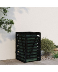 Abri pour poubelle sur roulettes noir bois massif de pin | Mobilier & Déco