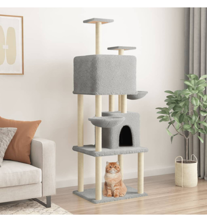 Arbre à chat avec griffoirs en sisal Gris clair 180 cm | Mobilier & Déco