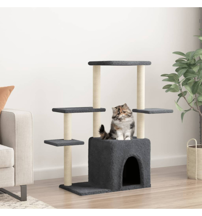 Arbre à chat avec griffoirs en sisal gris foncé 97,5 cm | Mobilier & Déco