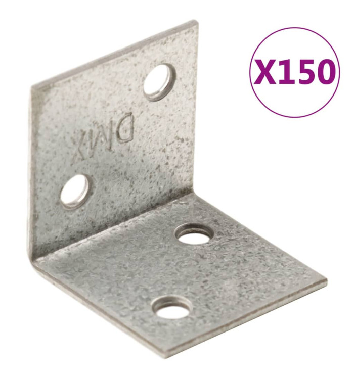Équerres de fixation 150 pcs 2 mm 30x25x30 mm acier galvanisé | Mobilier & Déco