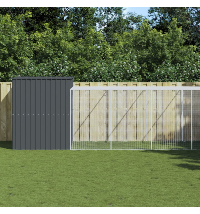 Niche pour chien avec cour anthracite 214x865x181 cm | Mobilier & Déco