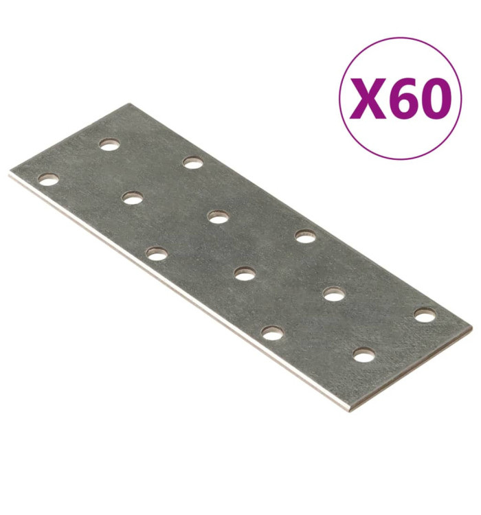 Plaques perforées 60 pcs 2 mm 120x40 mm acier galvanisé | Mobilier & Déco