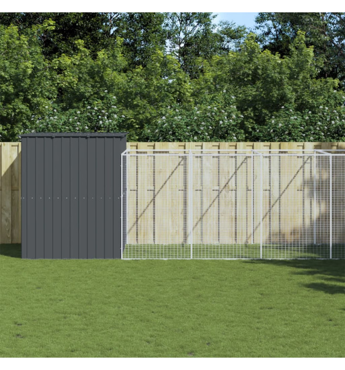 Niche pour chien avec cour anthracite 214x865x181 cm | Mobilier & Déco