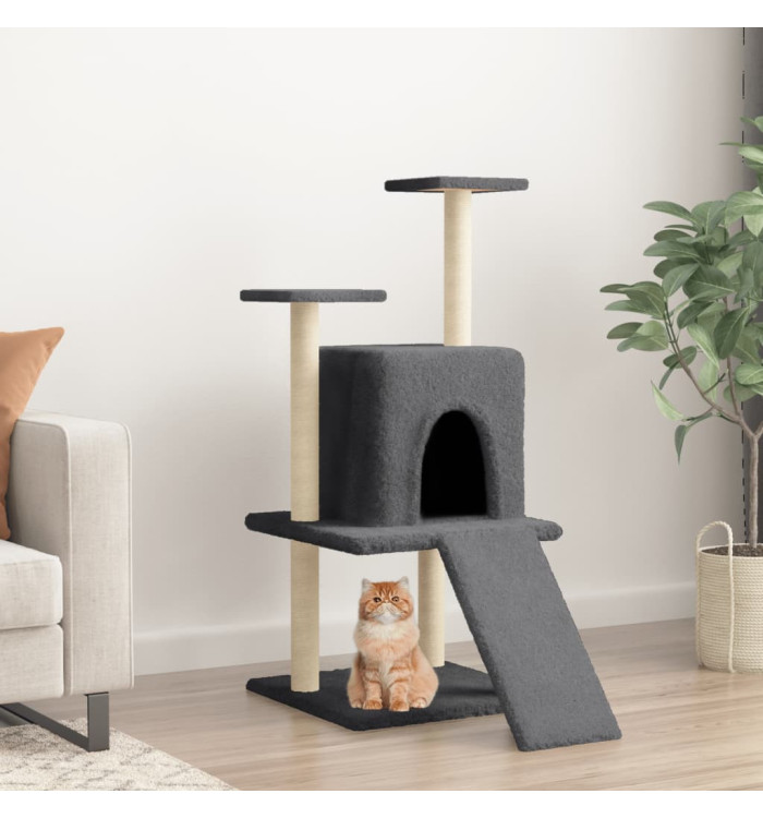 Arbre à chat avec griffoirs en sisal gris foncé 110 cm | Mobilier & Déco