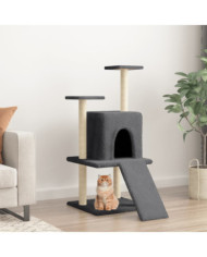 Arbre à chat avec griffoirs en sisal gris foncé 110 cm | Mobilier & Déco