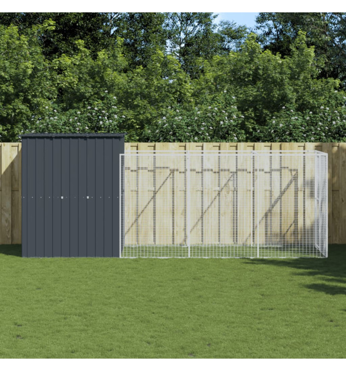 Niche pour chien avec cour anthracite 165x455x181 cm | Mobilier & Déco