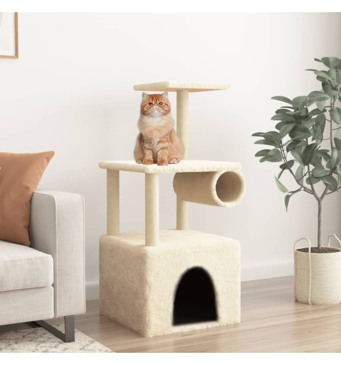 Arbre à chat avec griffoirs en sisal crème 109,5 cm | Mobilier & Déco