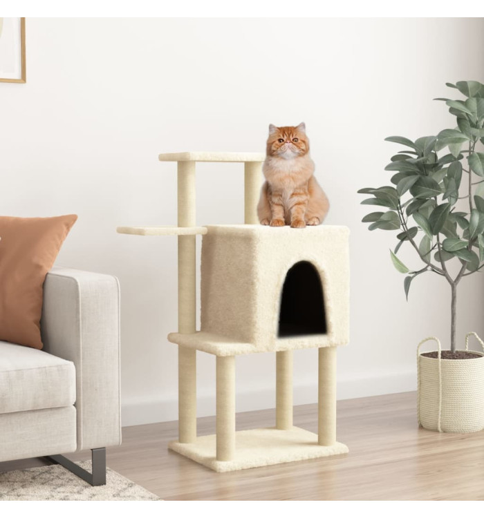 Arbre à chat avec griffoirs en sisal crème 97 cm | Mobilier & Déco