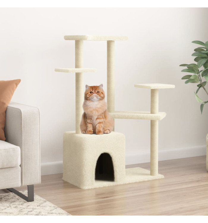 Arbre à chat avec griffoirs en sisal crème 107,5 cm | Mobilier & Déco