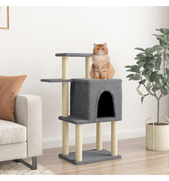 Arbre à chat avec griffoirs en sisal gris foncé 97 cm | Mobilier & Déco