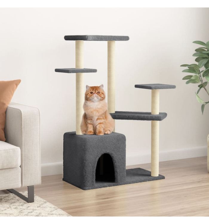 Arbre à chat avec griffoirs en sisal gris foncé 107,5 cm | Mobilier & Déco