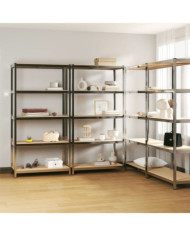Étagères à 5 niveaux 4 pcs Argenté Acier et bois d'ingénierie | Mobilier & Déco