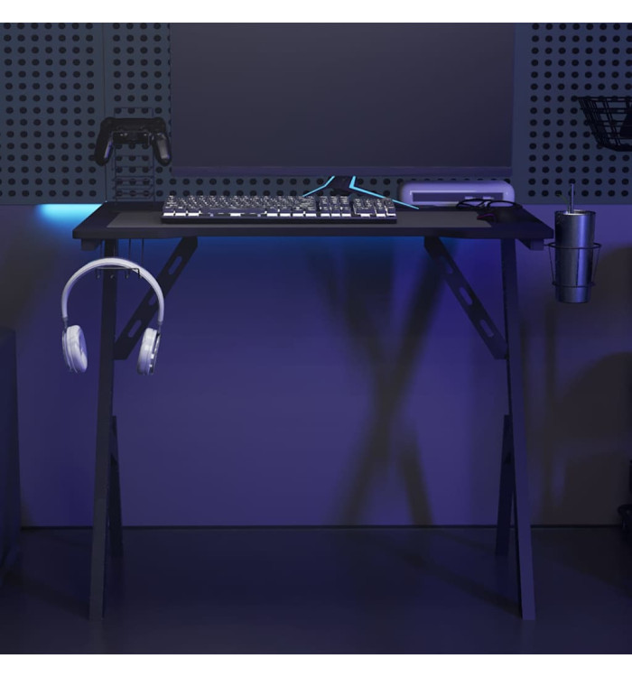 Bureau de jeu avec pieds en forme de Y Noir 90x60x75 cm | Mobilier & Déco
