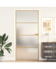 Porte intérieure mince doré 93x201,5 cm verre trempé aluminium | Mobilier & Déco