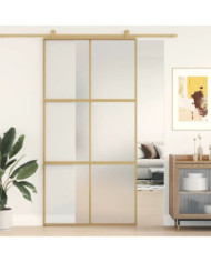 Porte coulissante doré 102,5x205 cm verre ESG dépoli aluminium | Mobilier & Déco