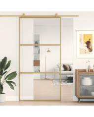 Porte coulissante doré 102,5x205cm verre ESG clair et aluminium | Mobilier & Déco