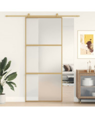 Porte coulissante doré 90x205 cm verre ESG dépoli et aluminium | Mobilier & Déco