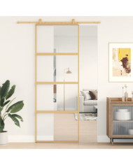 Porte coulissante doré 76x205 cm verre ESG clair et aluminium | Mobilier & Déco