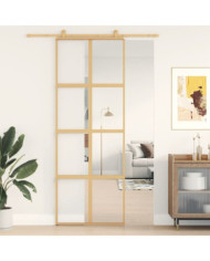 Porte coulissante doré 76x205 cm verre ESG clair et aluminium | Mobilier & Déco