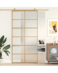 Porte coulissante doré 102,5x205 cm verre ESG dépoli aluminium | Mobilier & Déco