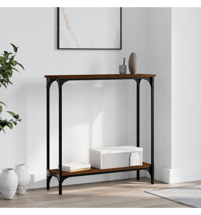 Table console chêne marron 75x22,5x75 cm bois d'ingénierie | Mobilier & Déco