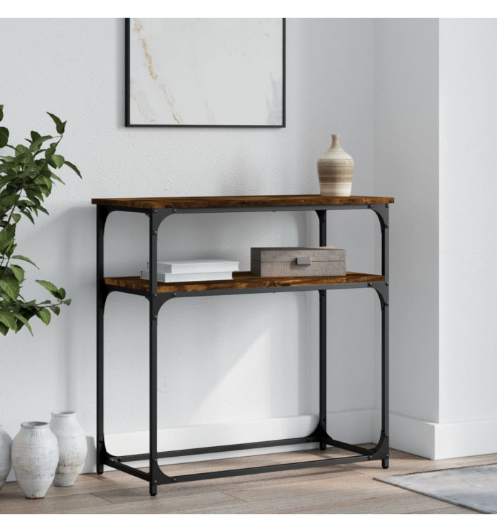 Table console chêne fumé 75x35,5x75 cm bois d'ingénierie | Mobilier & Déco