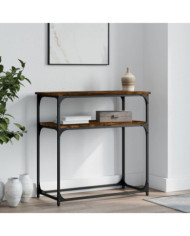 Table console chêne fumé 75x35,5x75 cm bois d'ingénierie | Mobilier & Déco
