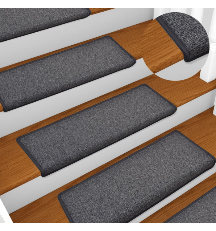 Tapis d'escalier 15 pcs 65x21x4 cm Gris foncé | Mobilier & Déco