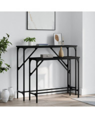 Tables console 2 pcs noir bois d'ingénierie | Mobilier & Déco
