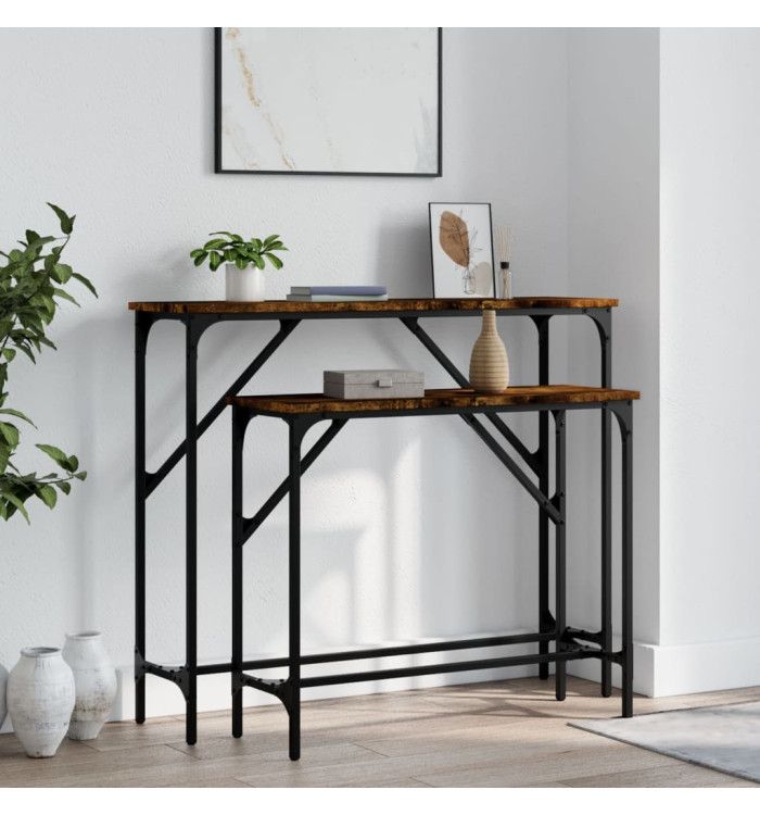 Tables console 2 pcs chêne fumé bois d'ingénierie | Mobilier & Déco