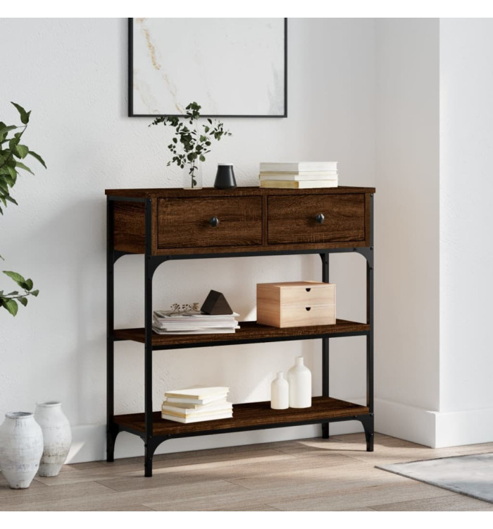 Table console chêne marron 72,5x25x75 cm bois d'ingénierie | Mobilier & Déco