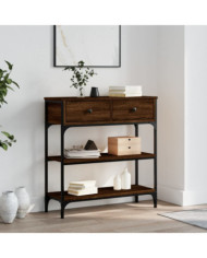 Table console chêne marron 72,5x25x75 cm bois d'ingénierie | Mobilier & Déco