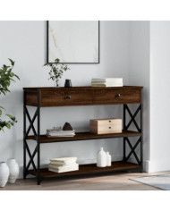 Table console chêne marron 100x28x75 cm bois d'ingénierie | Mobilier & Déco