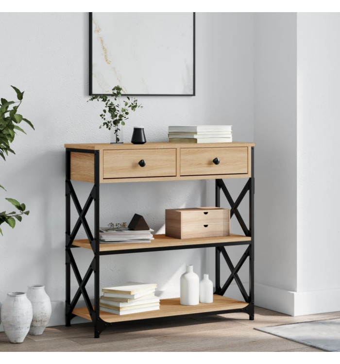 Table console chêne sonoma 75x28x75 cm bois d'ingénierie | Mobilier & Déco