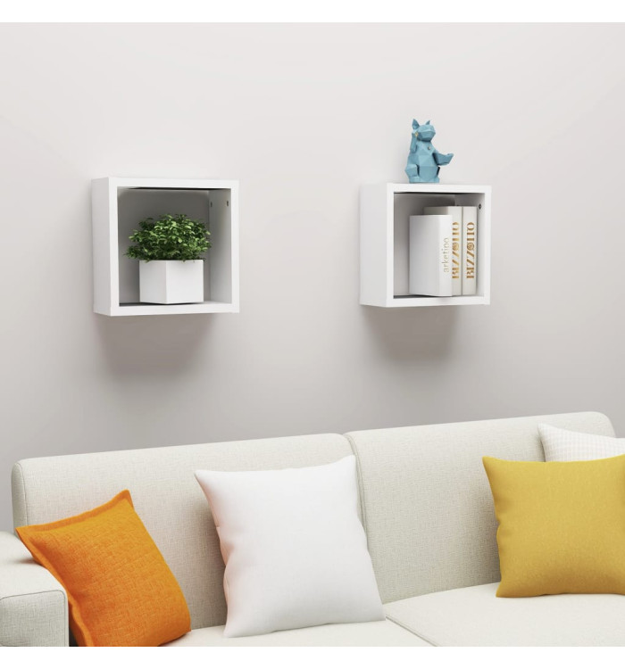 Étagères cube murales 2 pcs Blanc 30x15x30 cm | Mobilier & Déco