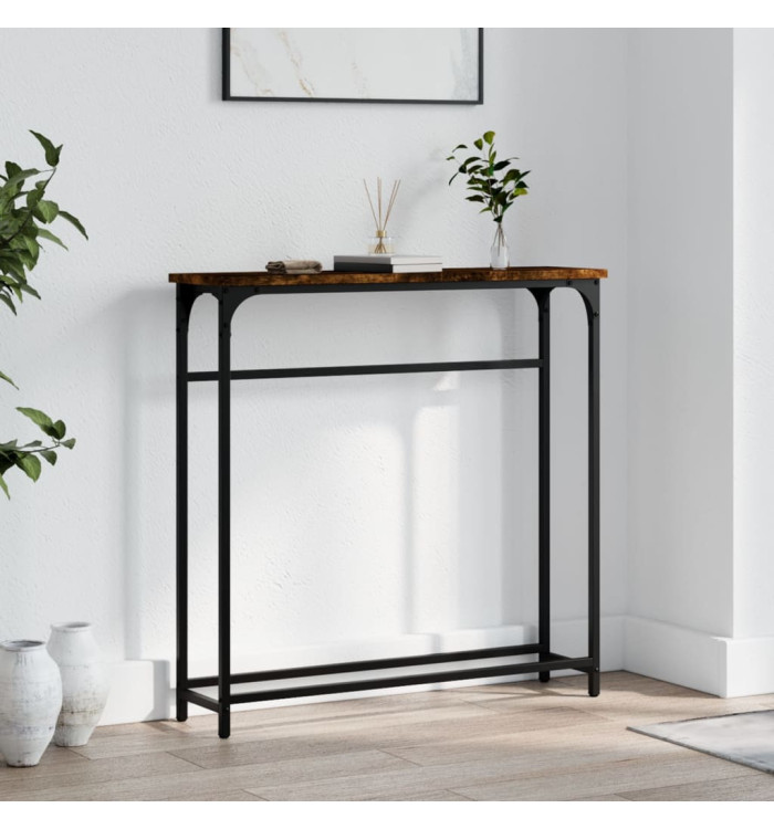 Table console chêne fumé 75x19,5x75 cm bois d'ingénierie | Mobilier & Déco
