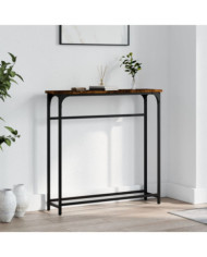 Table console chêne fumé 75x19,5x75 cm bois d'ingénierie | Mobilier & Déco