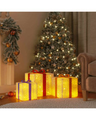 Boîtes de Noël lumineuses 3 pcs 64 LED blanc chaud | Mobilier & Déco
