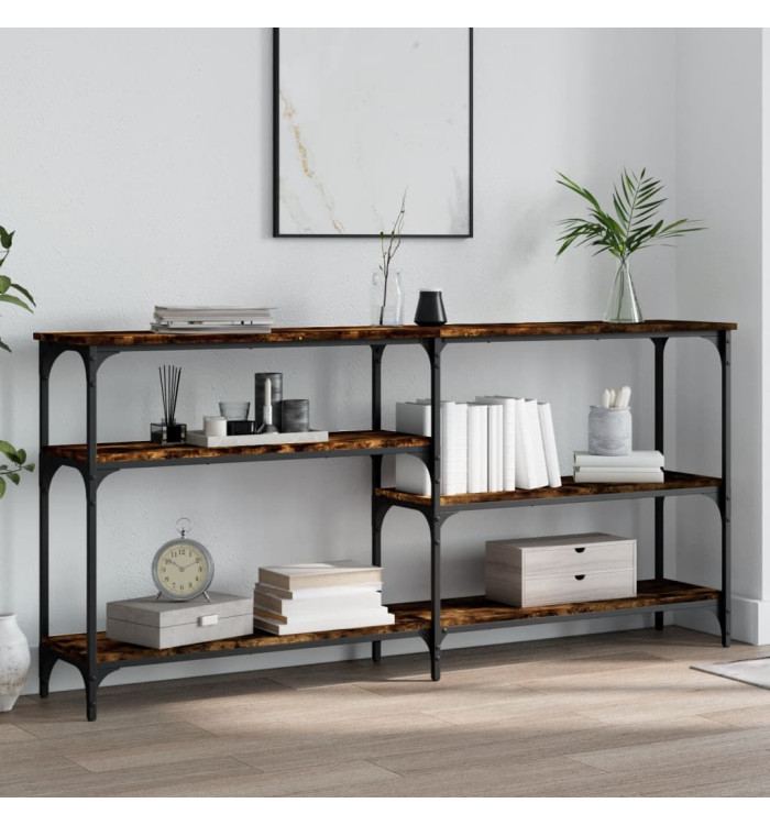 Table console chêne fumé 160x29x75 cm bois d'ingénierie | Mobilier & Déco